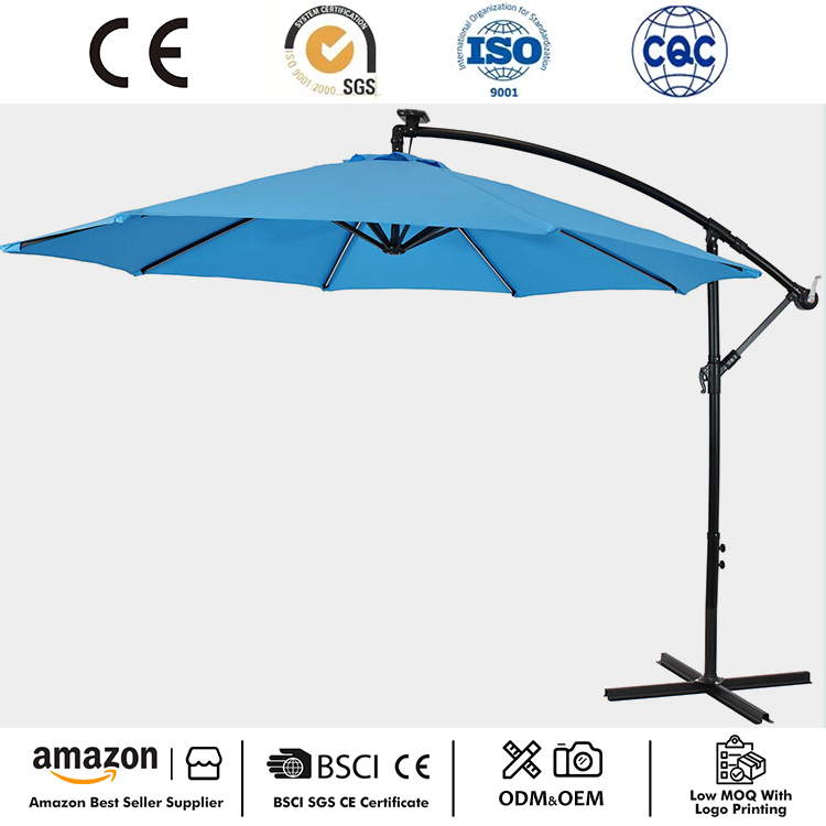 10FT LED Eguzki Eskegi Merkatuko Patio Aterkia