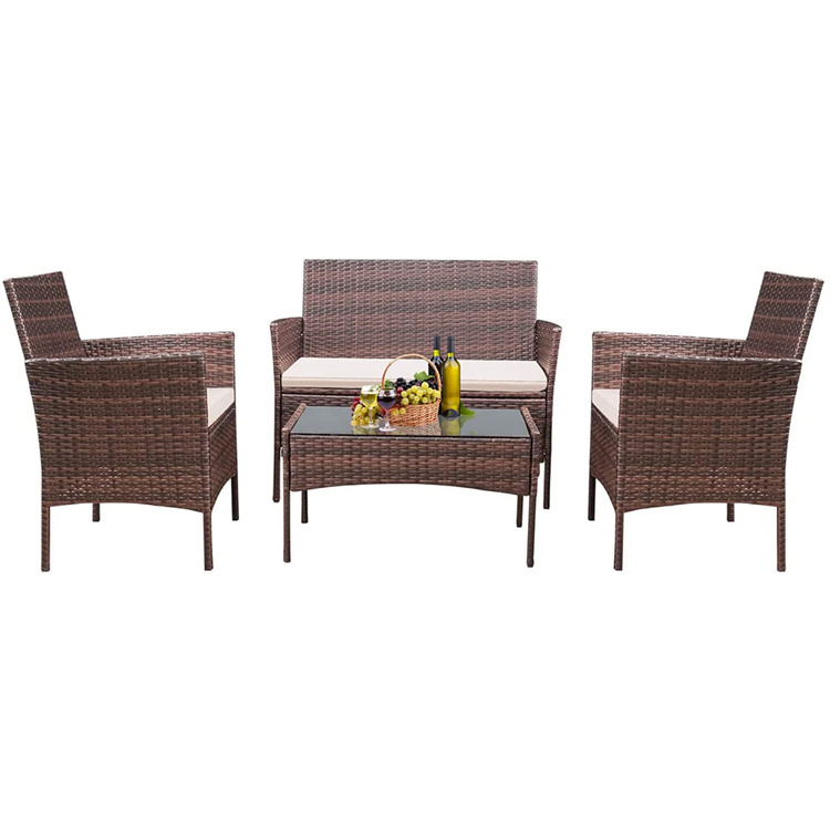 4PCS Rattan Patio altzari multzoa