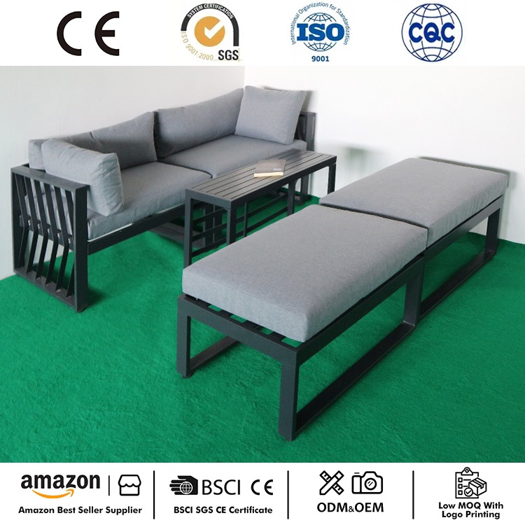 Kanpoko sekziozko sofa-multzo berriena aluminiozko