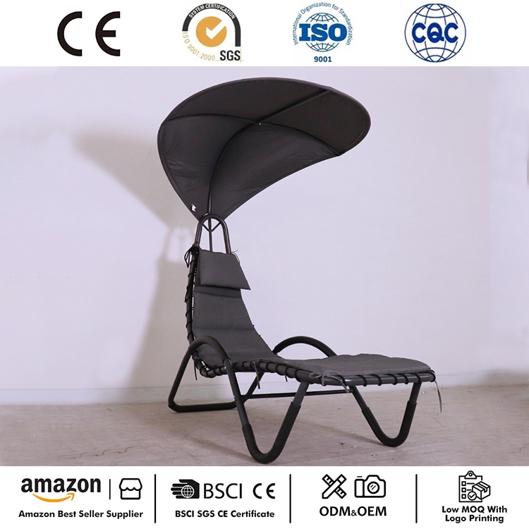 Kanpoko zintzilikatutako chaise lounger aulkia